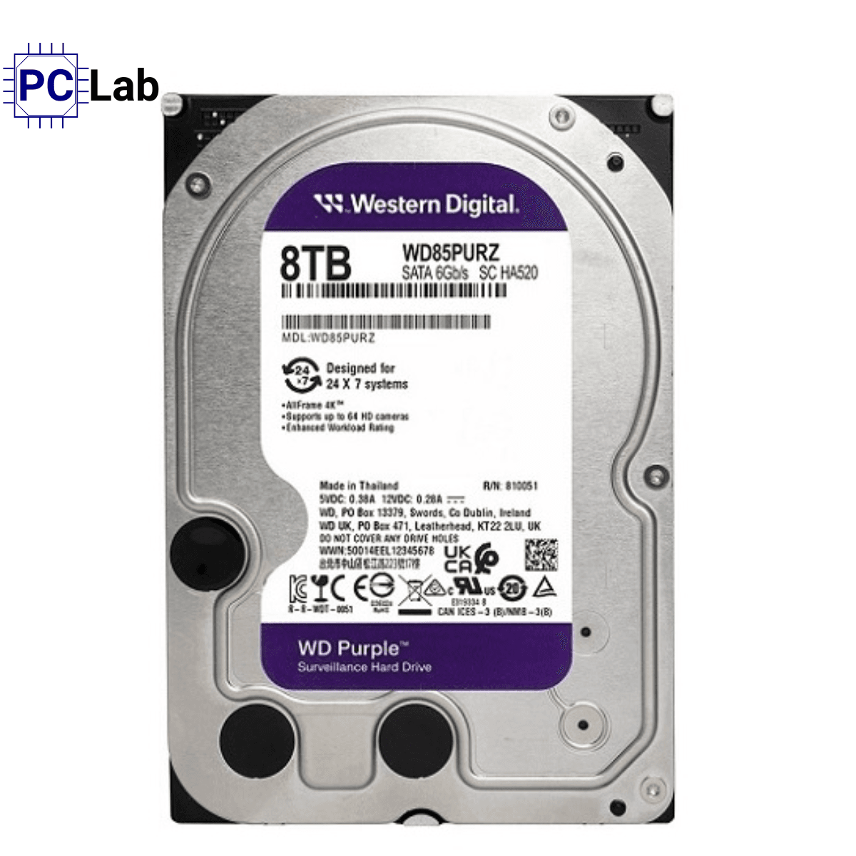 Ổ cứng HDD WD Purple 8TB (3.5 inch SATA III, 5640RPM, 128MB)