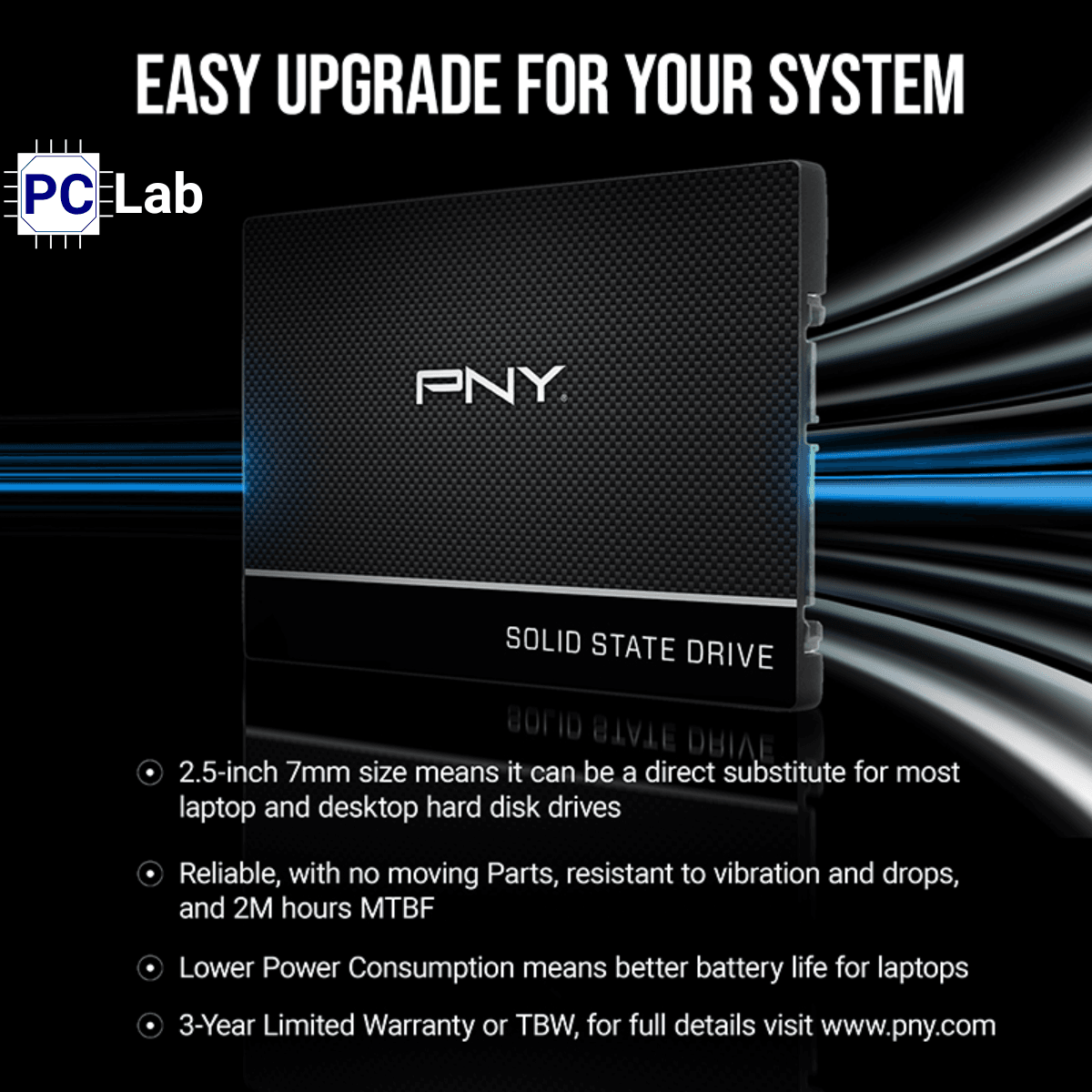 Ổ cứng SSD PNY CS900 250GB SATA III (2.5 inch SATA III, 535MB/s, 500MB/s)