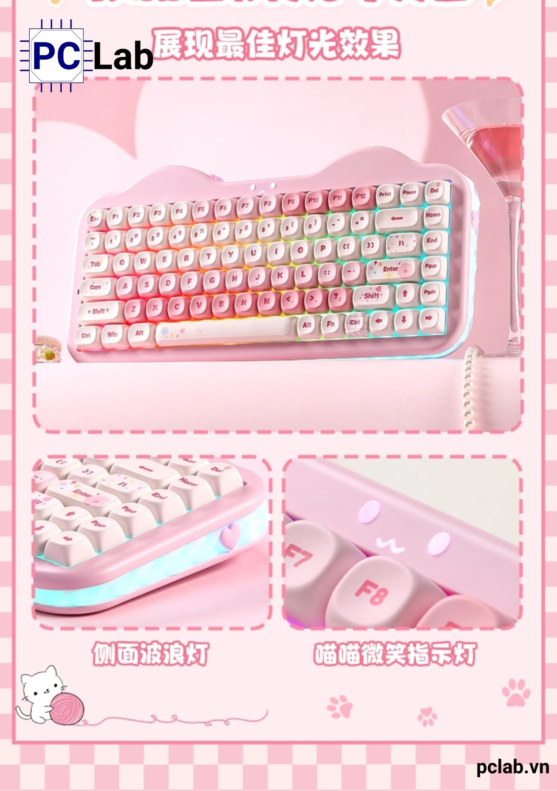 Bàn phím cơ Yunzii C75 Cake Meow không dây