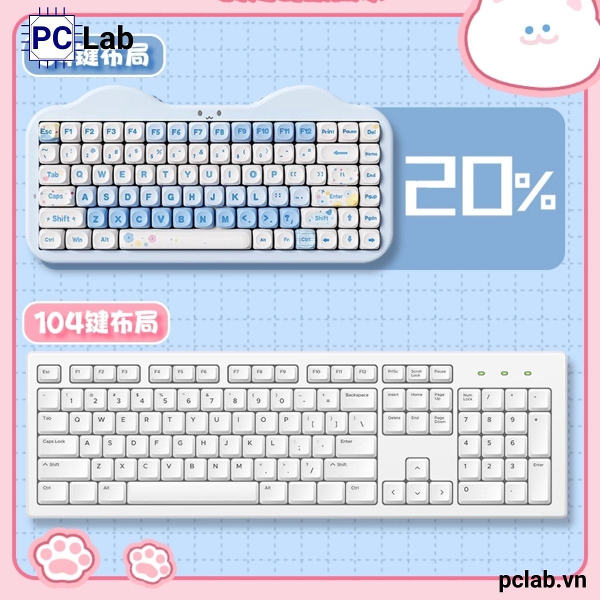 Bàn phím cơ Yunzii C75 Cake Meow không dây