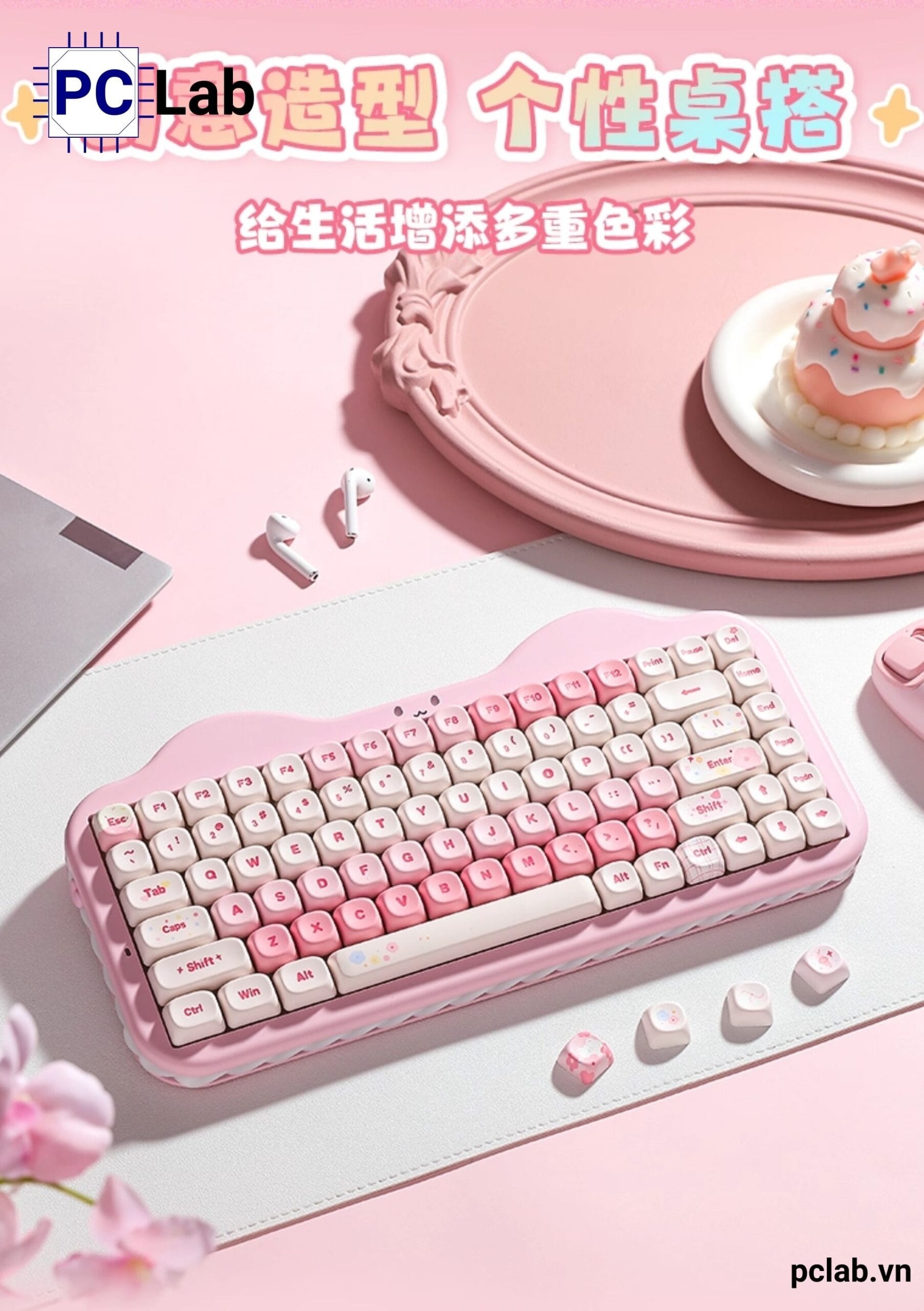 Bàn phím cơ Yunzii C75 Cake Meow không dây