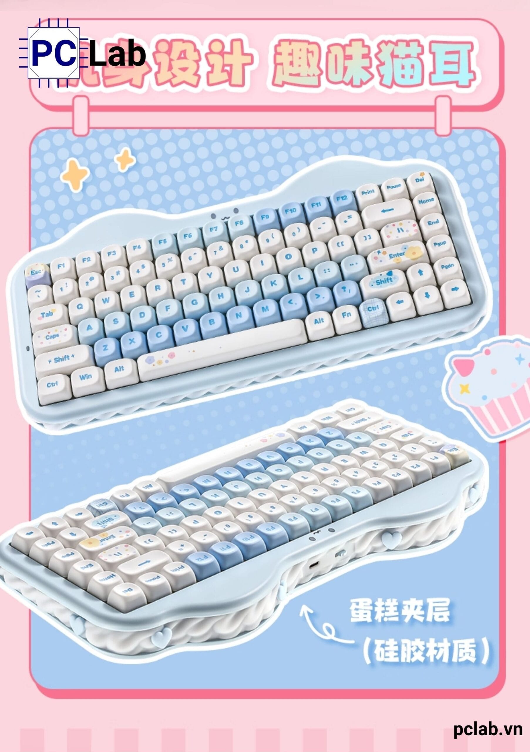 Bàn phím cơ Yunzii C75 Cake Meow không dây