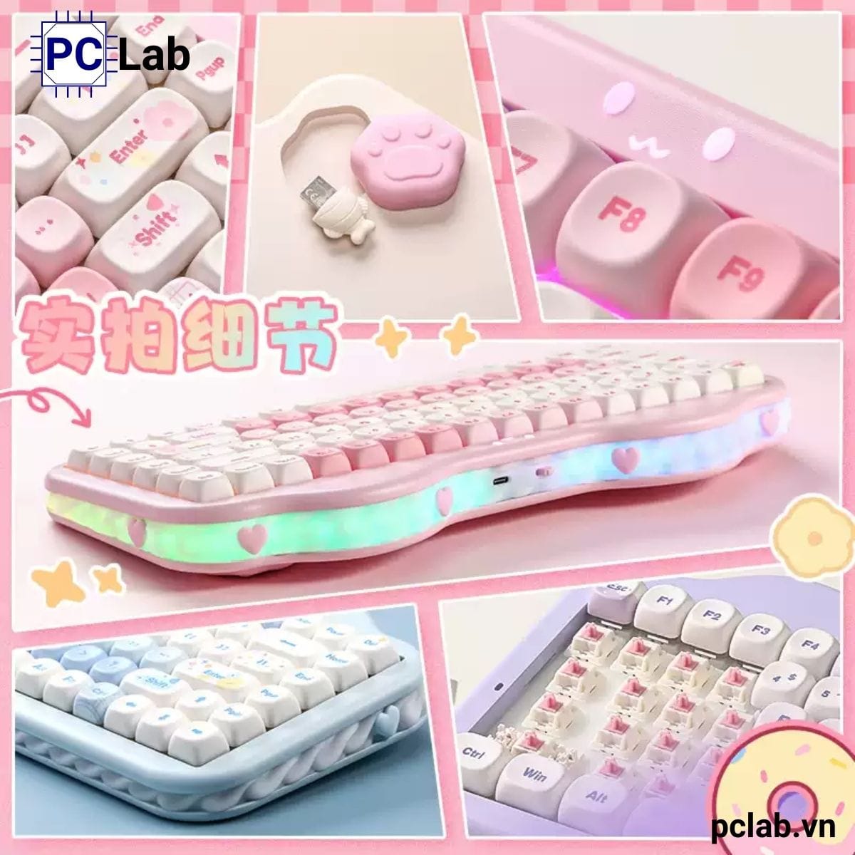 Bàn phím cơ Yunzii C75 Cake Meow không dây