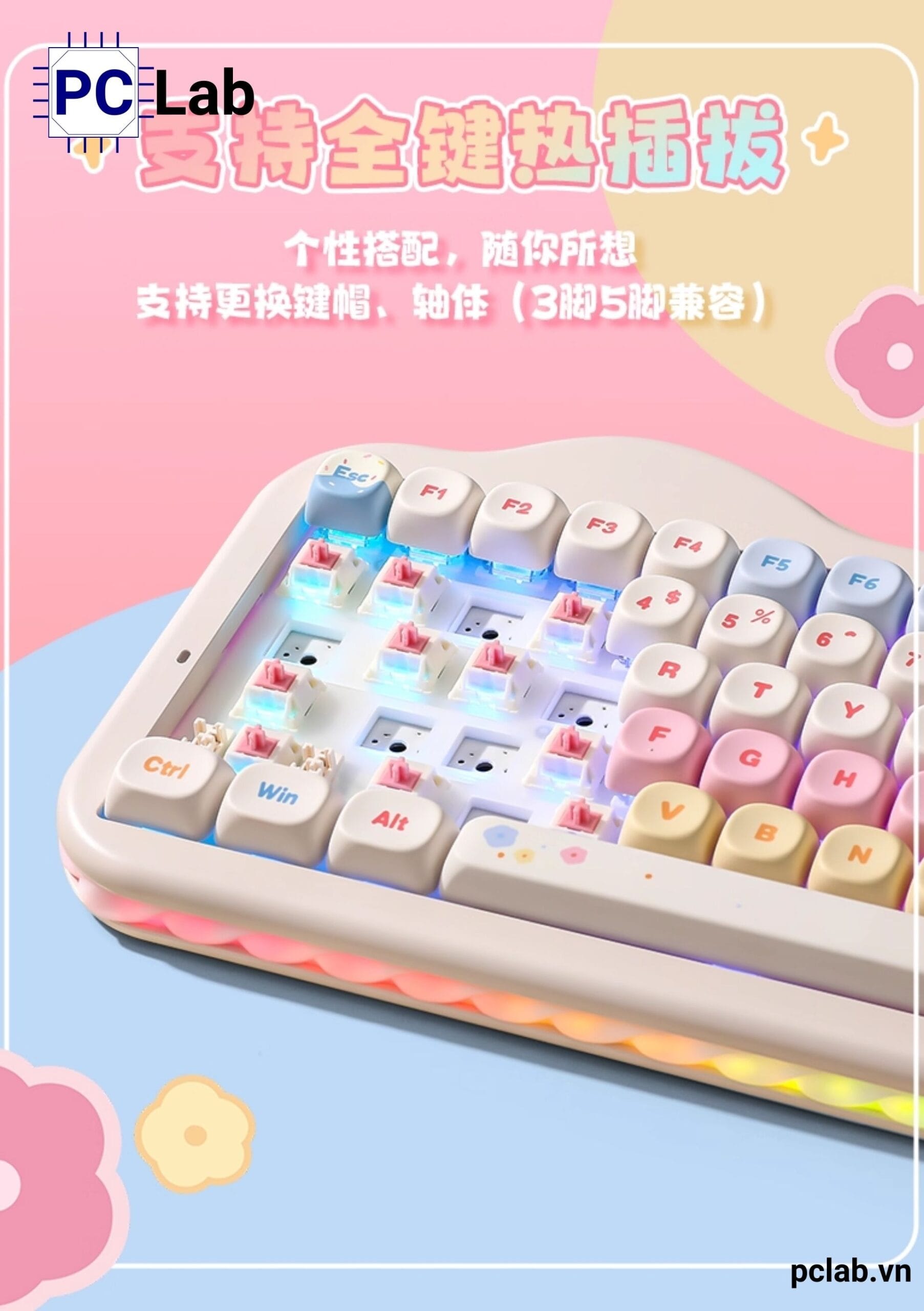 Bàn phím cơ Yunzii C75 Cake Meow không dây