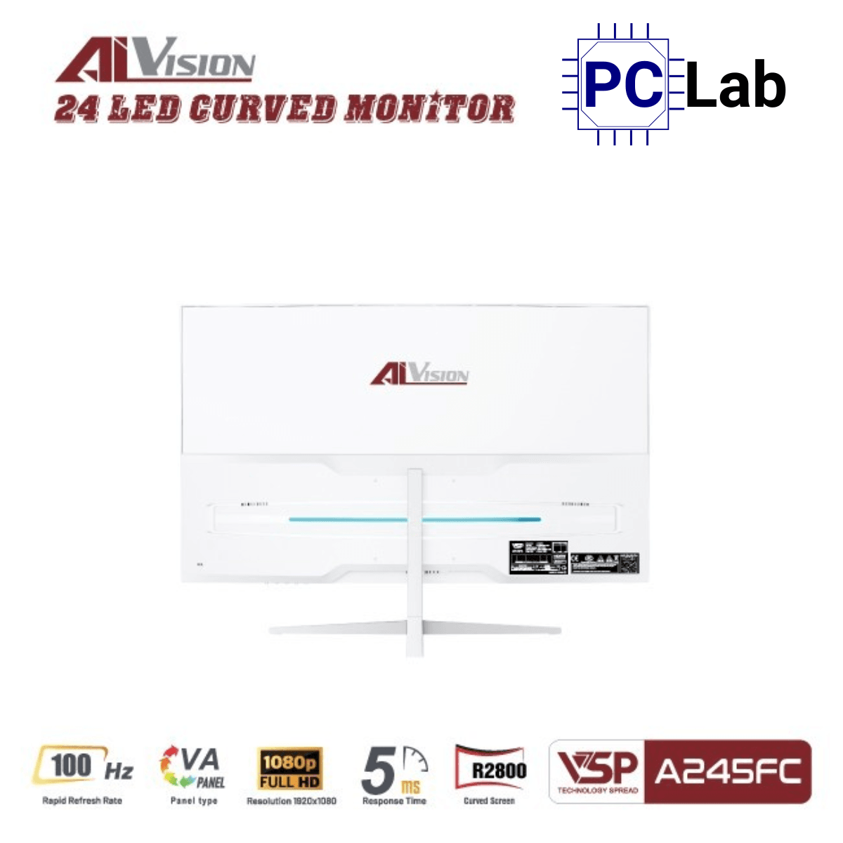 Màn hình cong VSP AIVISION A245FC 24inch Full HD 100Hz (24'', Full HD, 100Hz, 5ms, VA) - Trắng/Đen