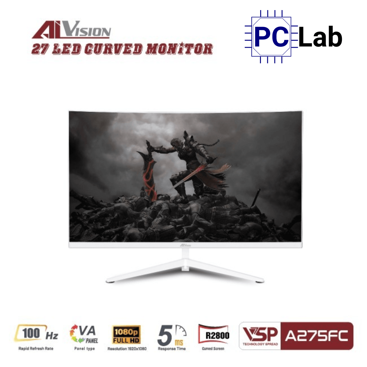 Màn hình cong VSP AIVISION A275FC 27inch Full HD 100Hz (27'', Full HD, 100Hz, 5ms, VA) - Trắng/Đen