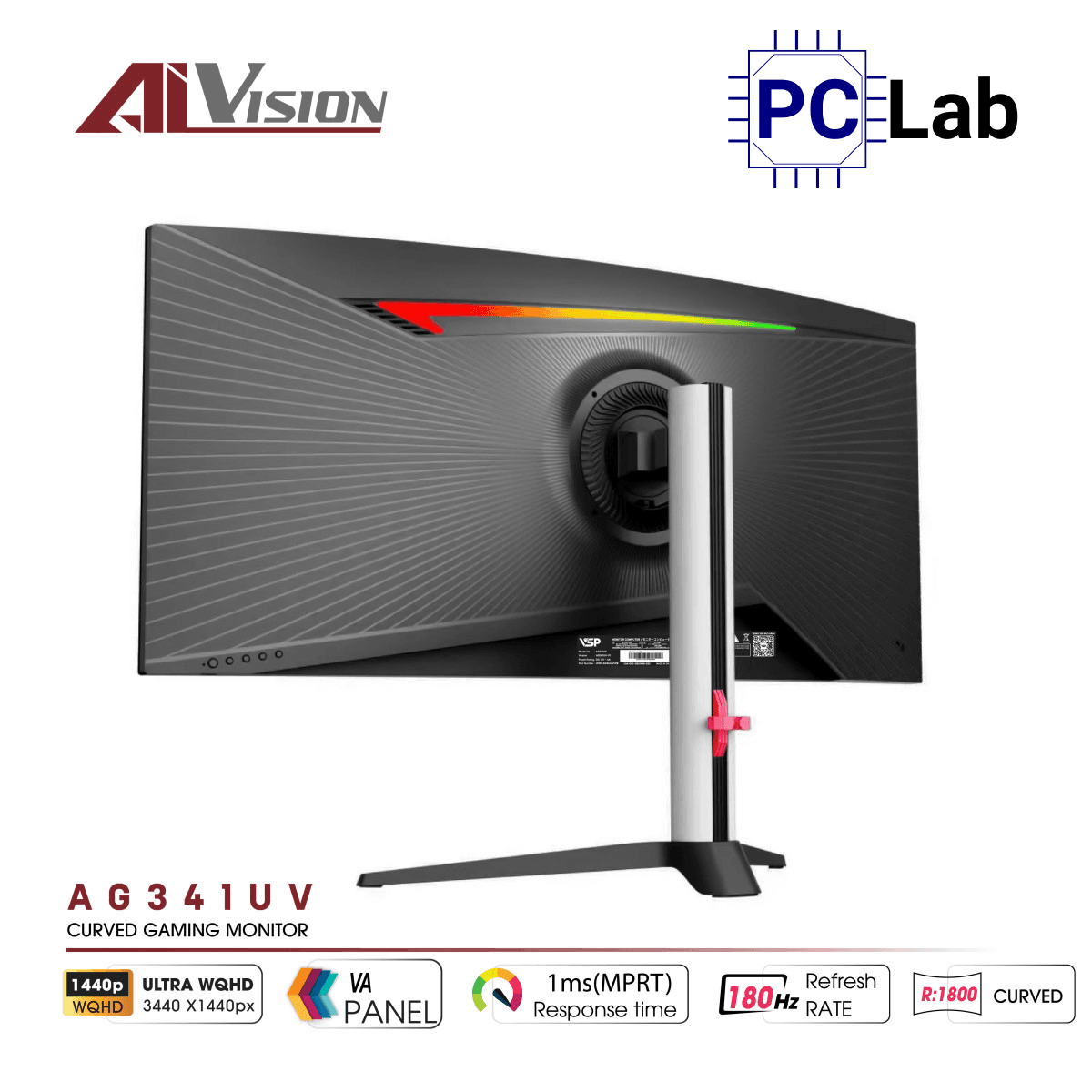 Màn hình cong VSP AIVISION AG341UV 34inch UWQHD 180Hz (34'', UWQHD, 180Hz, 1ms, VA, HDR, FreeSync) - Đen