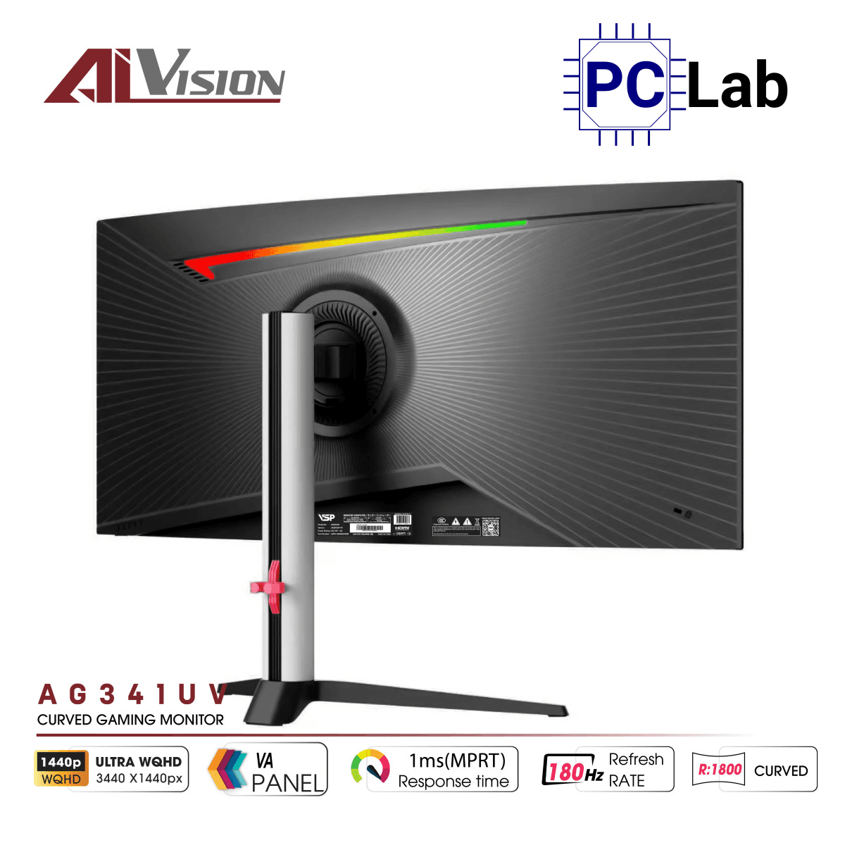 Màn hình cong VSP AIVISION AG341UV 34inch UWQHD 180Hz (34'', UWQHD, 180Hz, 1ms, VA, HDR, FreeSync) - Đen