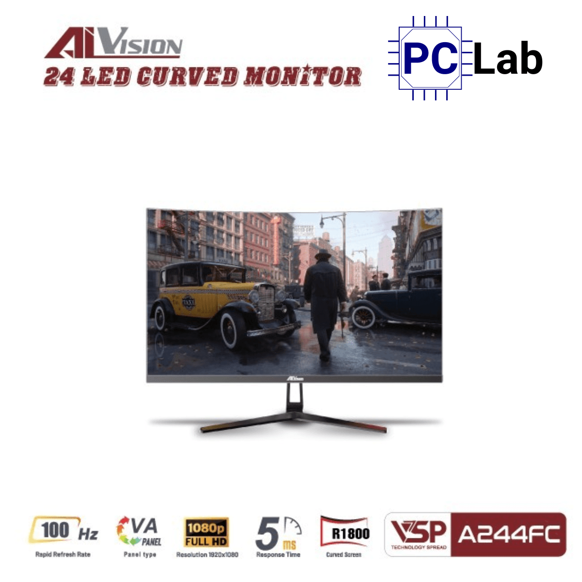 Màn hình VSP AIVISION A244FC 24inch Full HD 100Hz (24'', Full HD, 100Hz, 5ms, VA) - Đen