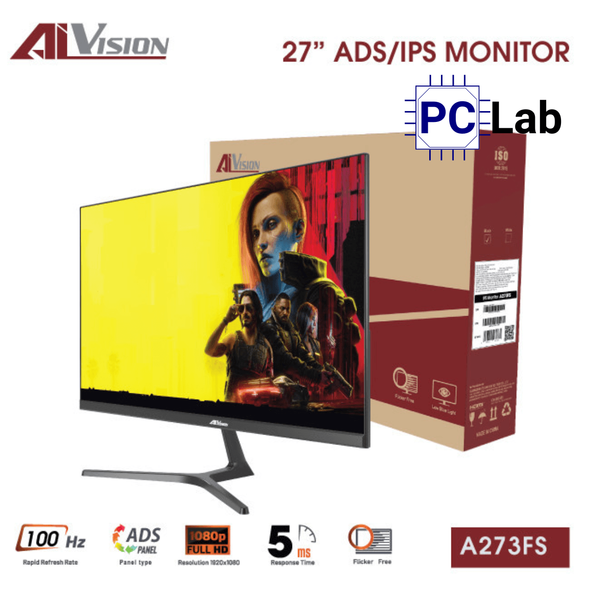 Màn hình VSP AIVISION A273FS 27inch Full HD 100Hz (27'', Full HD, 100Hz, 5ms, ADS/IPS, Adaptive Sync) - Đen