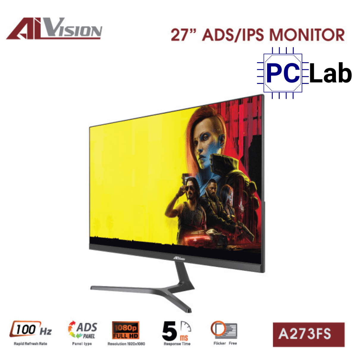 Màn hình VSP AIVISION A273FS 27inch Full HD 100Hz (27'', Full HD, 100Hz, 5ms, ADS/IPS, Adaptive Sync) - Đen