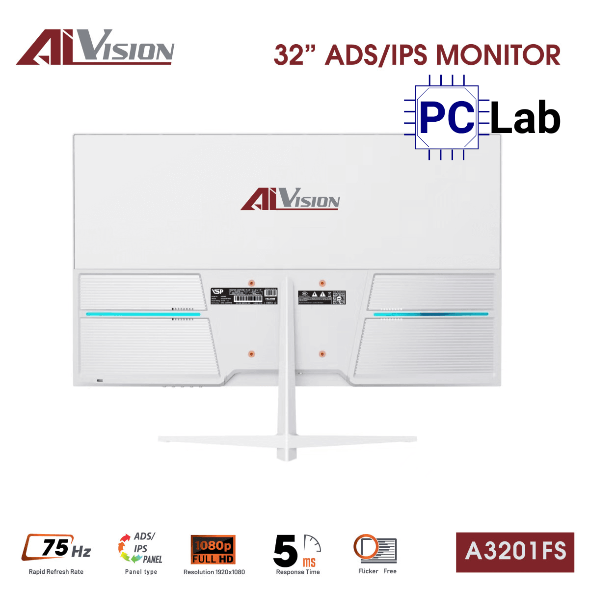 Màn hình VSP AIVISION A3201FS 31.5inch Full HD 75Hz (31.5'', Full HD, 75Hz, 5ms, ADS-IPS) - Trắng/Đen