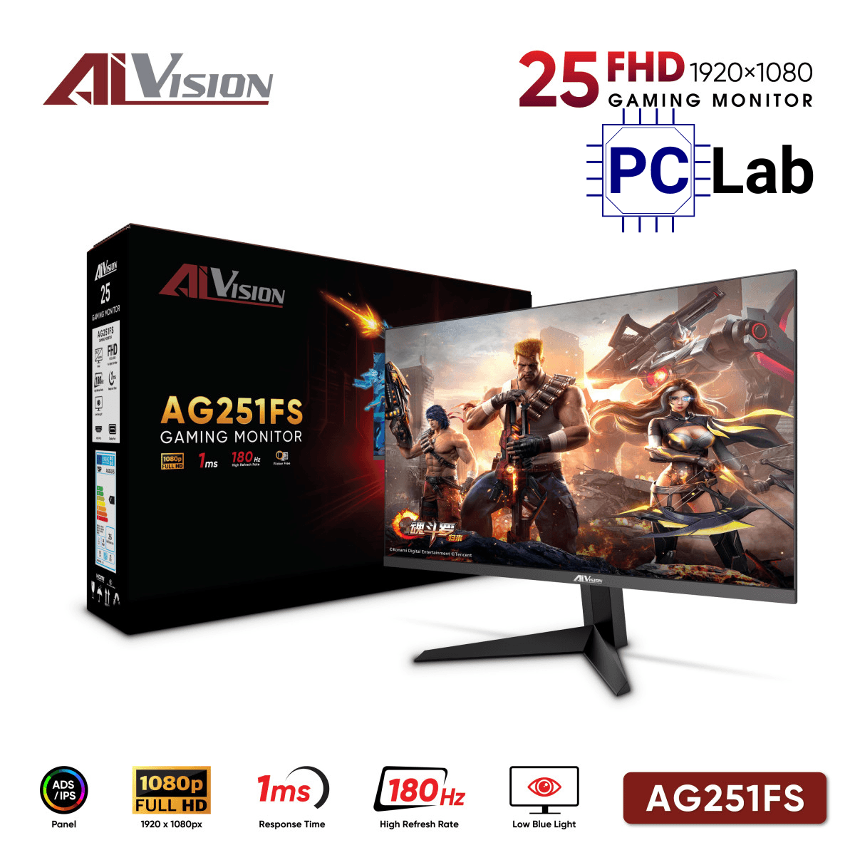 Màn hình VSP AIVISION AG251FS 25inch Full HD 180Hz (25'', Full HD, 180Hz, 1ms, IPS) - Đen