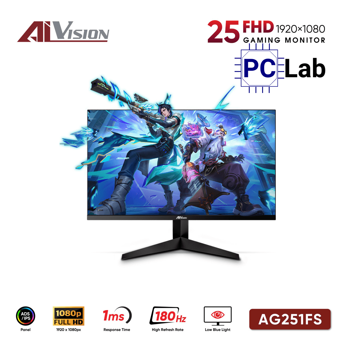Màn hình VSP AIVISION AG251FS 25inch Full HD 180Hz (25'', Full HD, 180Hz, 1ms, IPS) - Đen