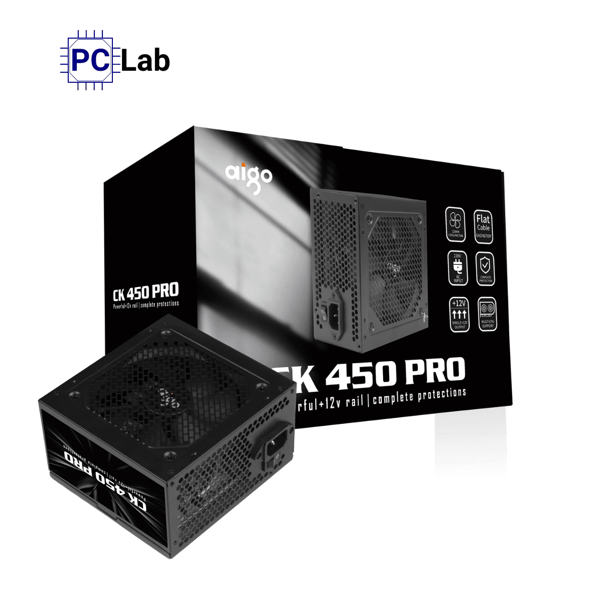 Nguồn PC máy tính Aigo CK450 PRO 450W (Dây cáp đen dẹt)