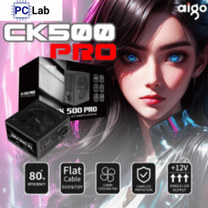 Nguồn PC máy tính Aigo CK500 PRO 500W 80+ (Dây cáp đen dẹt)