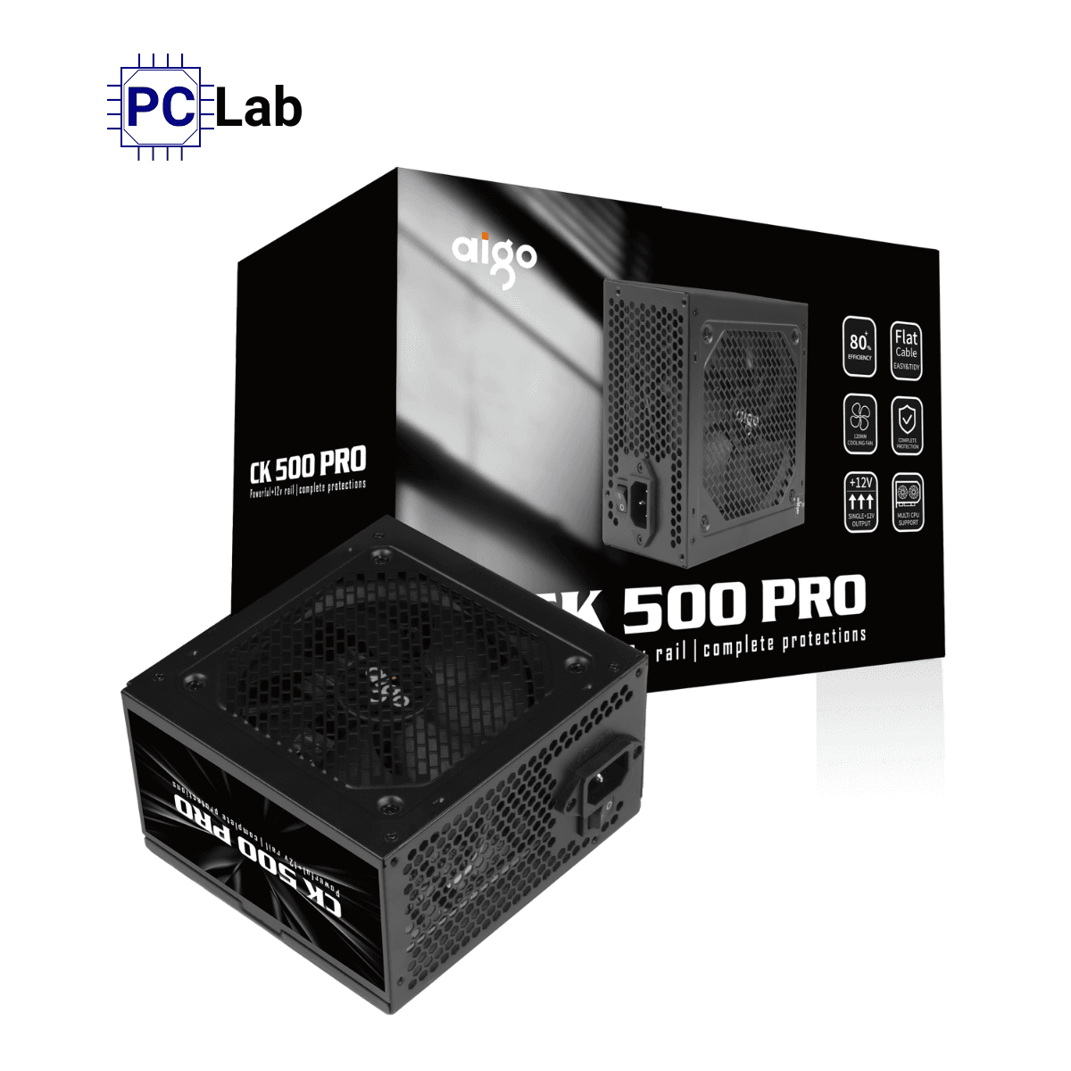 Nguồn PC máy tính Aigo CK500 PRO 500W 80+ (Dây cáp đen dẹt)