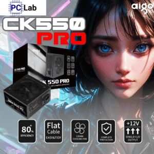 Nguồn PC máy tính Aigo CK550 PRO 550W 80+ (Dây cáp đen dẹt)