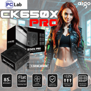 Nguồn PC máy tính Aigo CK650X PRO 650W 85+ (Dây cáp đen dẹt)