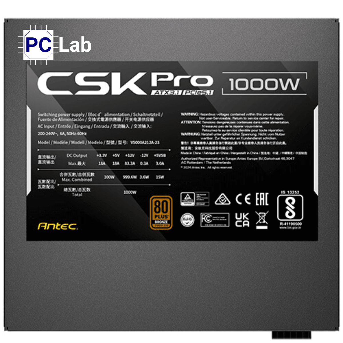 Nguồn PC máy tính Antec CSK 1000 PRO EC 80 Plus Bronze (1000W, ATX3.1, PCIE 5.1, Semi-Modular)