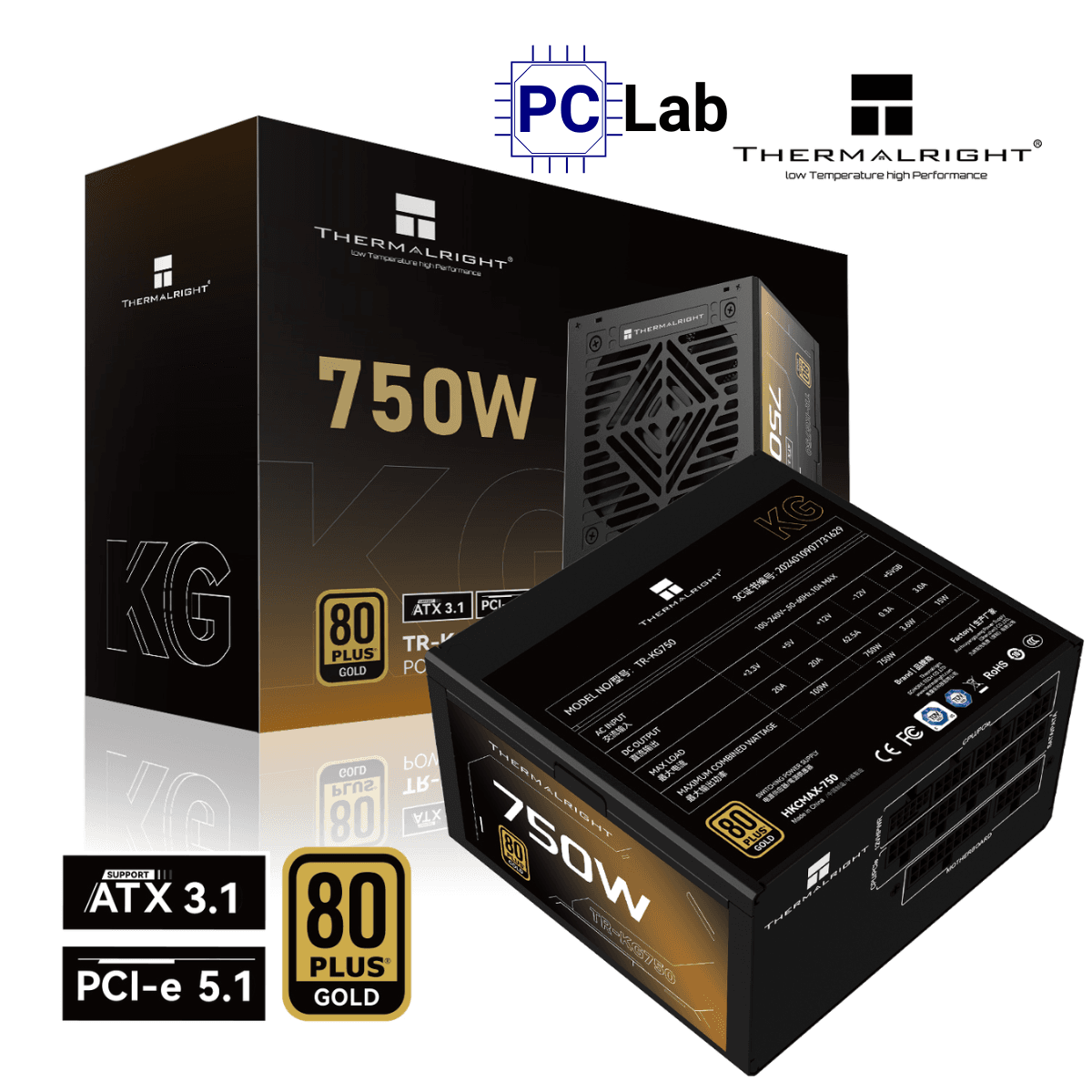 Nguồn PC máy tính Thermalright KG-750 750W 80 Plus Gold - Đen