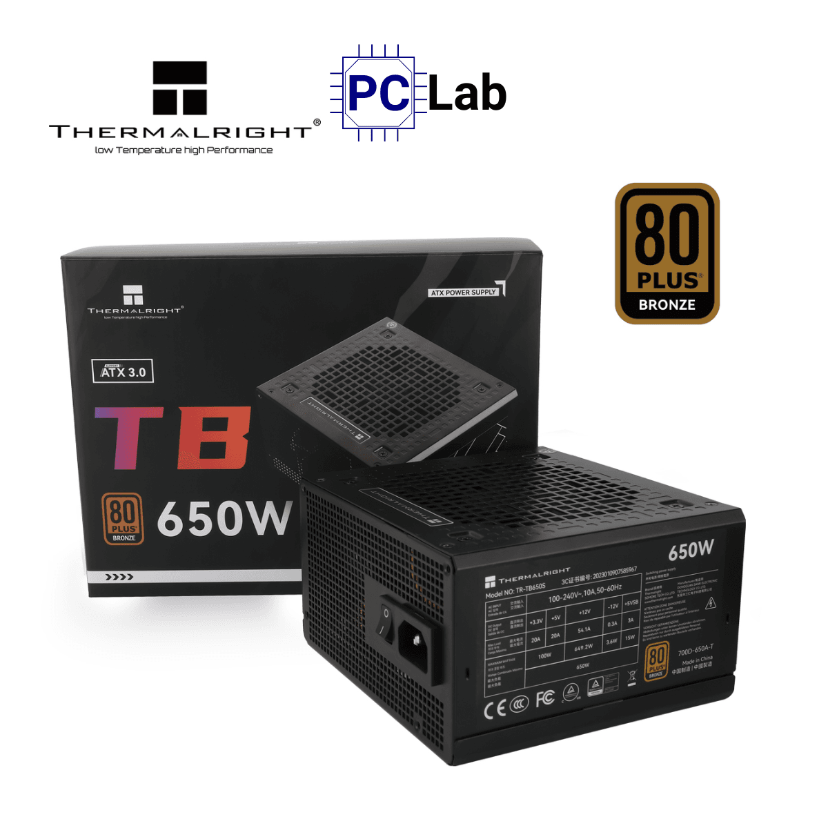 Nguồn PC máy tính Thermalright TB-650S 650W 80 Plus Bronze - Đen
