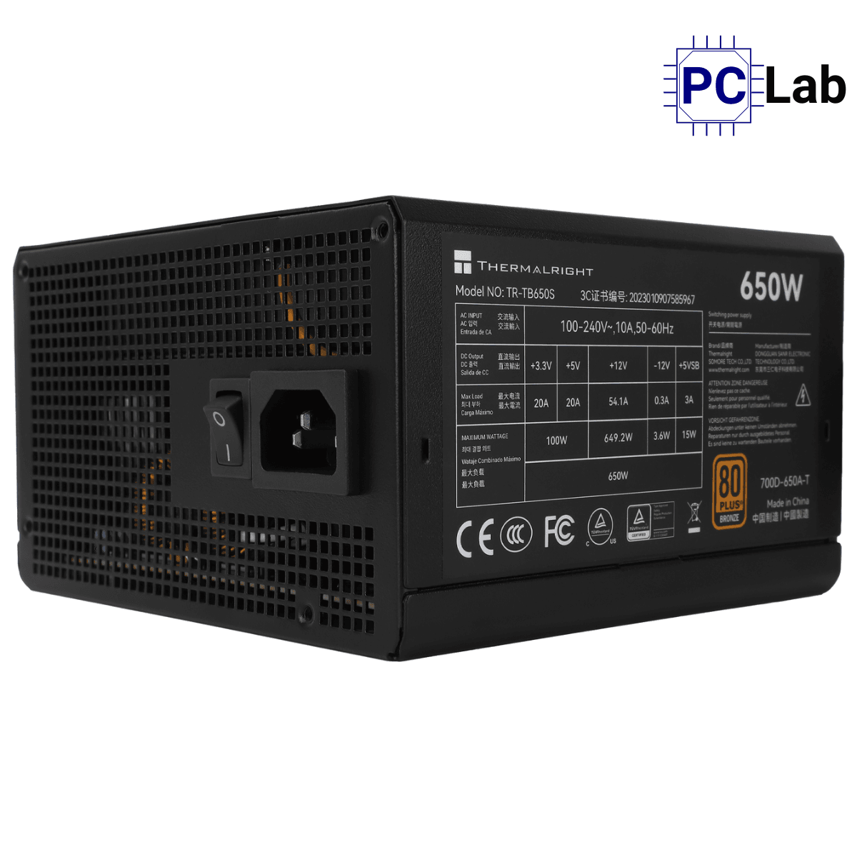 Nguồn PC máy tính Thermalright TB-650S 650W 80 Plus Bronze - Đen