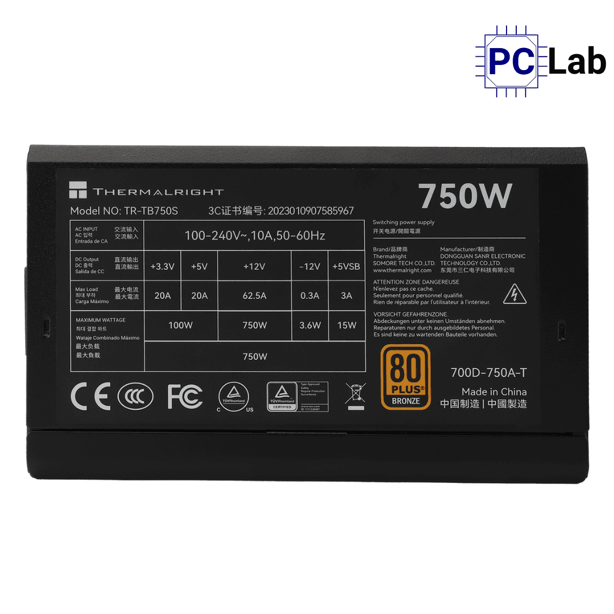 Nguồn PC máy tính Thermalright TB-750S 750W 80 Plus Bronze - Đen