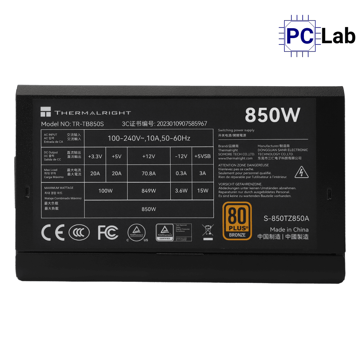 Nguồn PC máy tính Thermalright TB-850S 850W 80 Plus Bronze - Đen