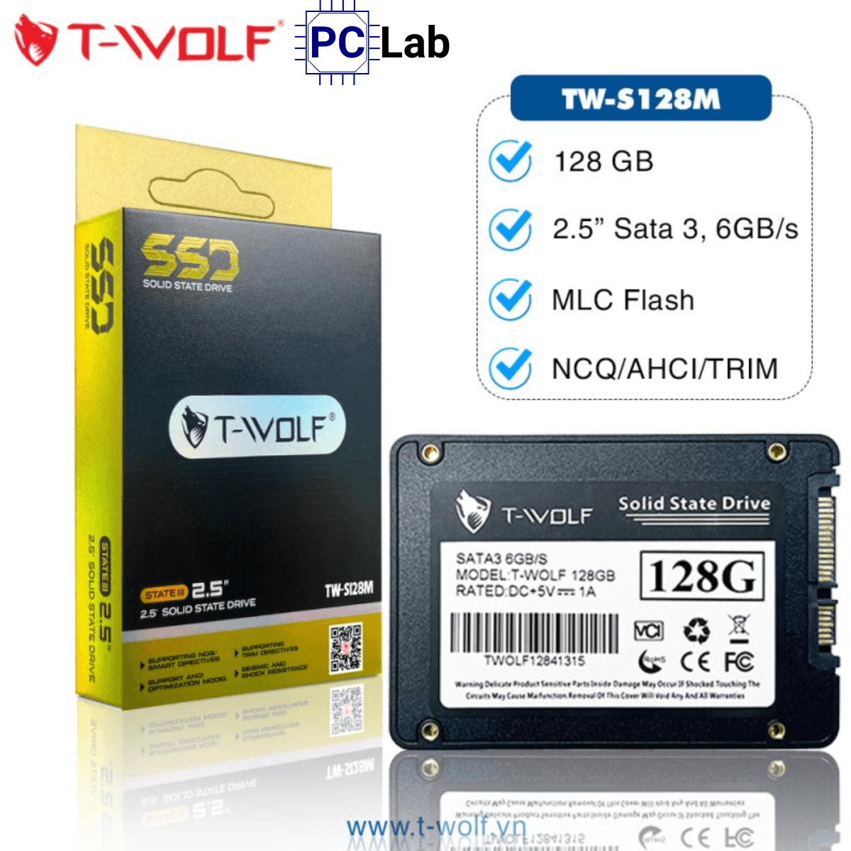 Ổ cứng SSD T-Wolf TW-S128M 128GB SATA III (2.5 inch SATA III, 510MB/s, 530MB/s)