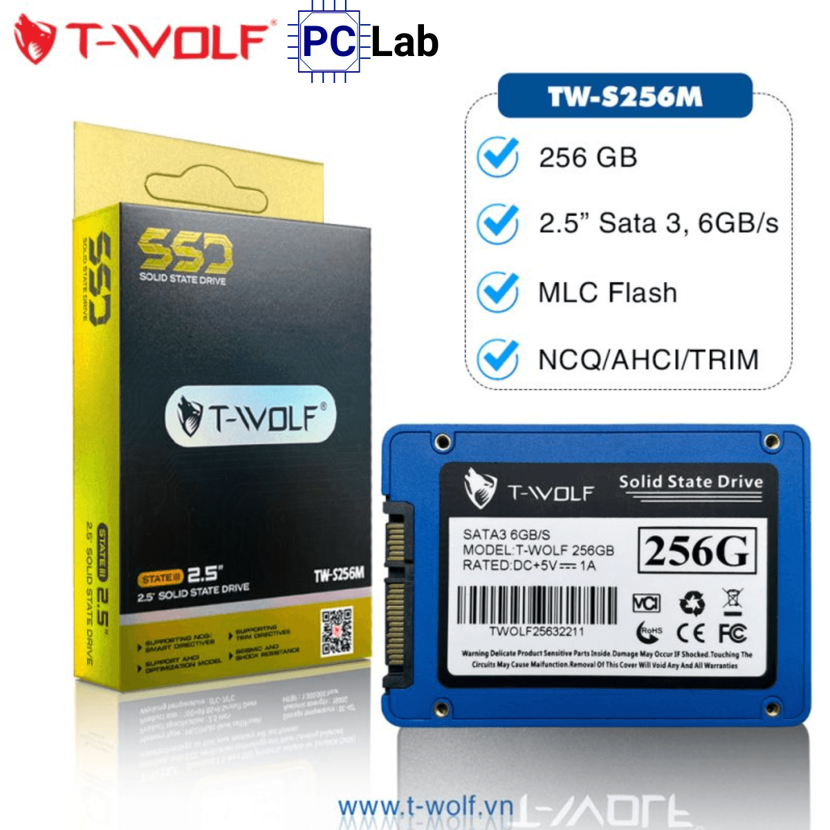 Ổ cứng SSD T-Wolf TW-S256M 256GB SATA III (2.5 inch SATA III, 560MB/s, 500MB/s)