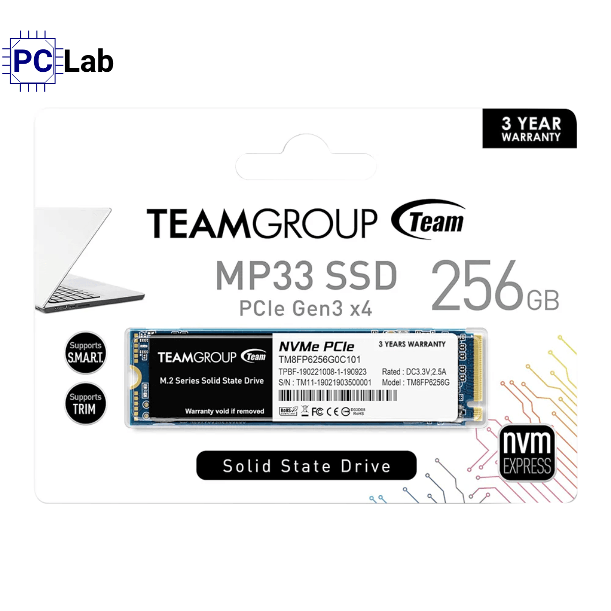 Ổ cứng SSD TeamGroup MP33 256GB NVMe Gen3 x4 (M.2 2280, 1600MB/s, 1000MB/s)
