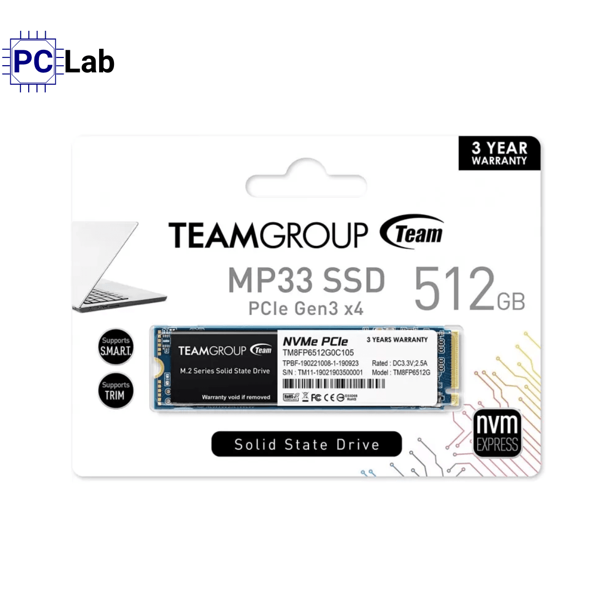 Ổ cứng SSD TeamGroup MP33 512GB NVMe Gen3 x4 (M.2 2280, 1700MB/s, 1400MB/s)