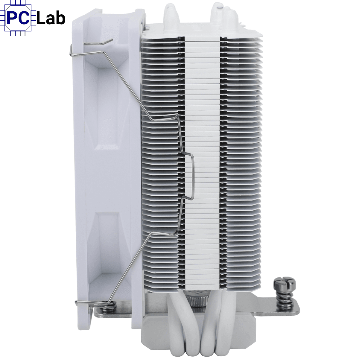 White CPU cooler with RGB lighting