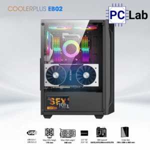 Vỏ case PC máy tính CoolerPlus CPC-EB02 (E-ATX, Full Tower, Đen, Sẵn 3 Fan LED)
