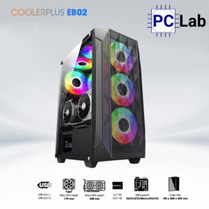 Vỏ case PC máy tính CoolerPlus CPC-EB02 (E-ATX, Full Tower, Đen, Sẵn 3 Fan LED)