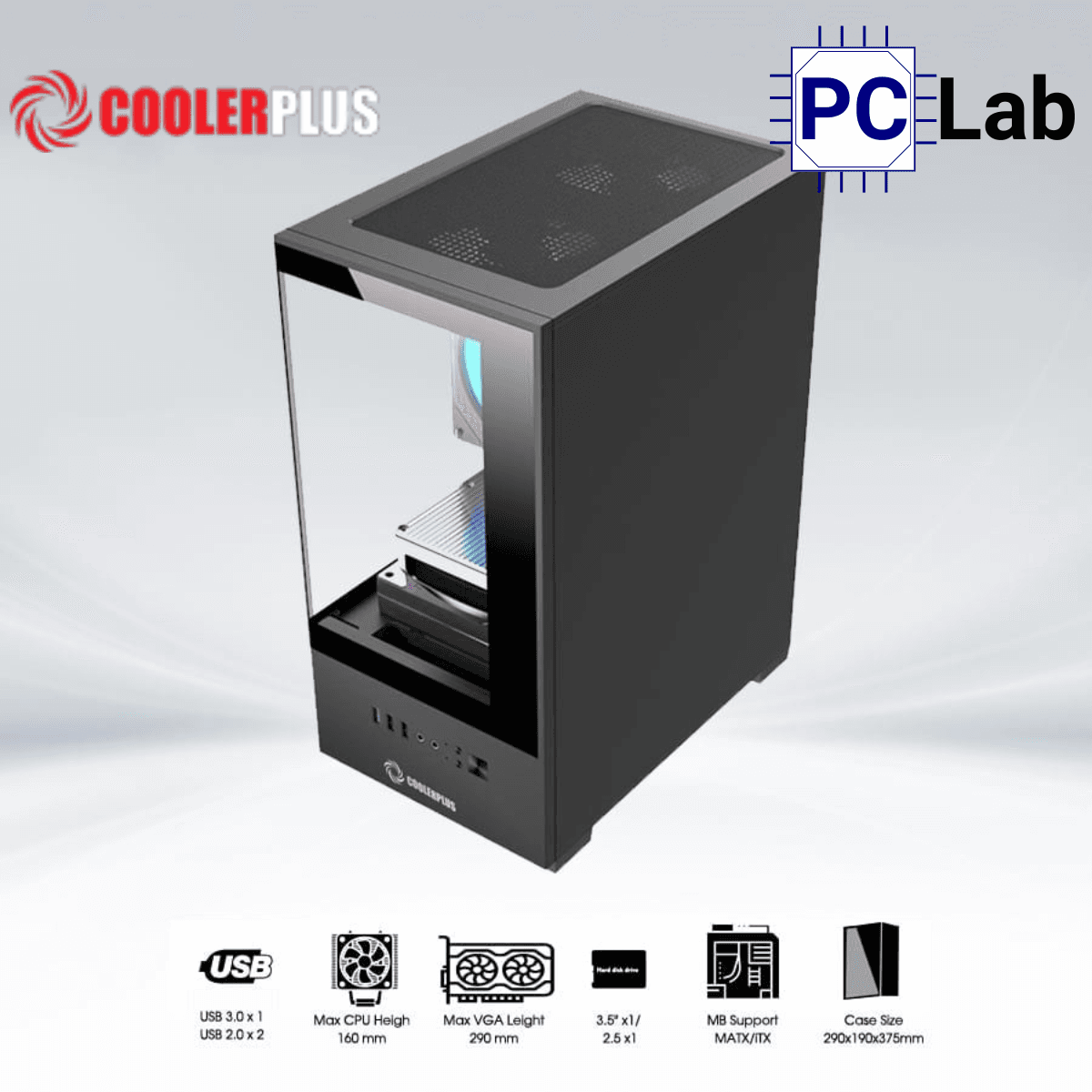 Vỏ case PC máy tính CoolerPlus CPC-EX32 (M-ATX, Middle Tower, đen/trắng)