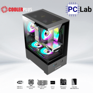 Vỏ case PC máy tính CoolerPlus CPC-EX32 (M-ATX, Middle Tower, đen/trắng)