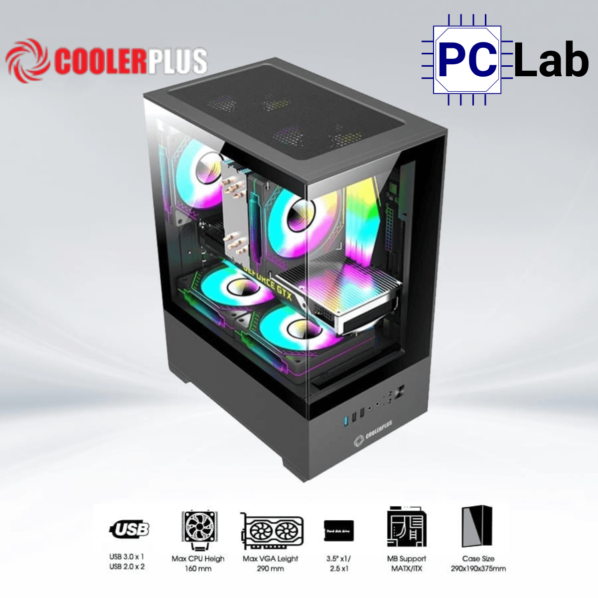Vỏ case PC máy tính CoolerPlus CPC-EX32 (M-ATX, Middle Tower, đen/trắng)