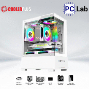 Vỏ case PC máy tính CoolerPlus CPC-EX32 (M-ATX, Middle Tower, đen/trắng)