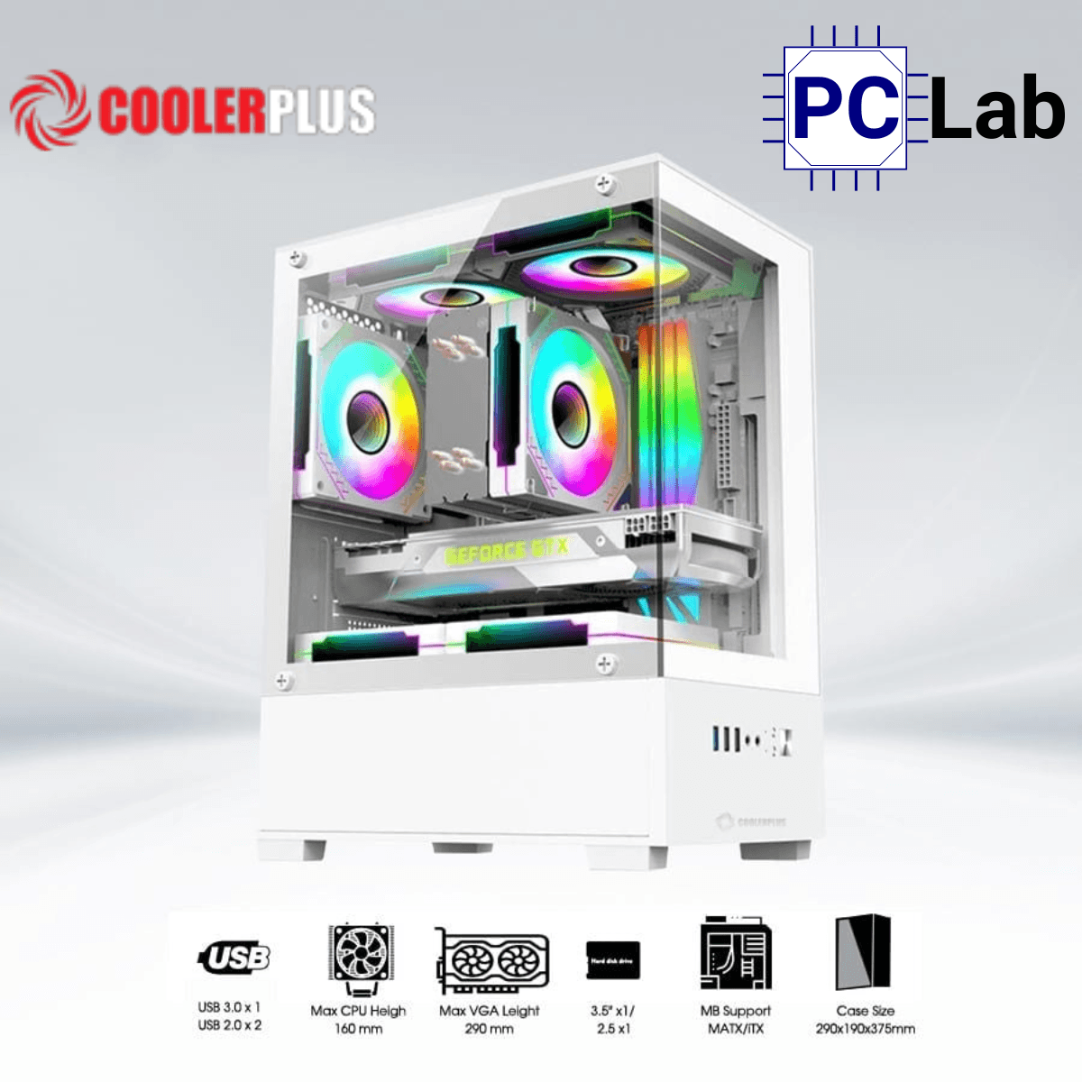 Vỏ case PC máy tính CoolerPlus CPC-EX32 (M-ATX, Middle Tower, đen/trắng)