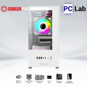 Vỏ case PC máy tính CoolerPlus CPC-EX32 (M-ATX, Middle Tower, đen/trắng)