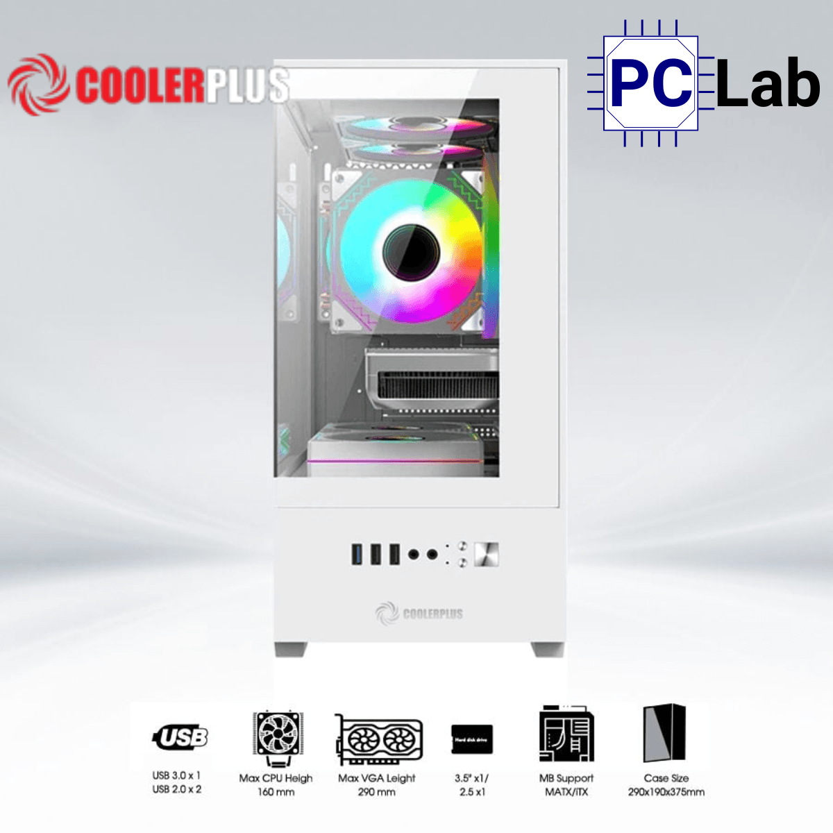 Vỏ case PC máy tính CoolerPlus CPC-EX32 (M-ATX, Middle Tower, đen/trắng)