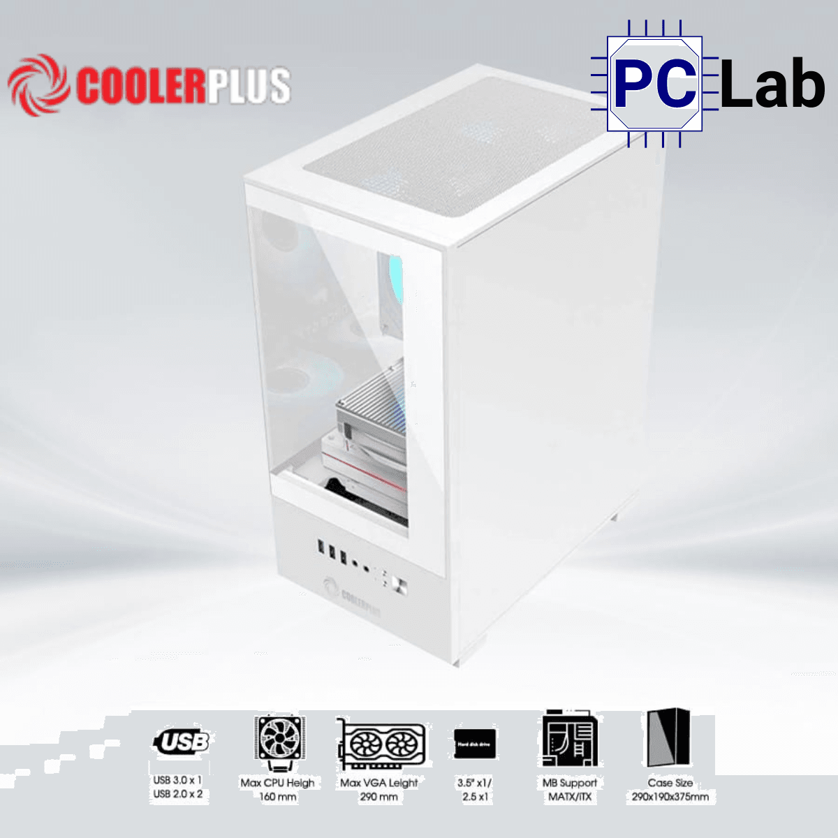 Vỏ case PC máy tính CoolerPlus CPC-EX32 (M-ATX, Middle Tower, đen/trắng)