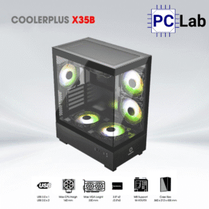 Vỏ case PC máy tính CoolerPlus CPC-X35B (ATX, Mid Tower, Đen)