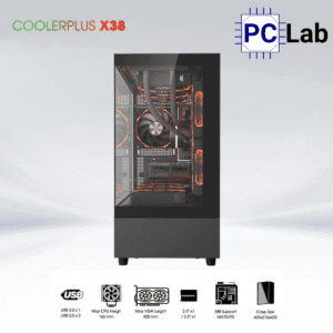Vỏ case PC máy tính CoolerPlus CPC-X38B (ATX, Mid Tower, Xám/Trắng)