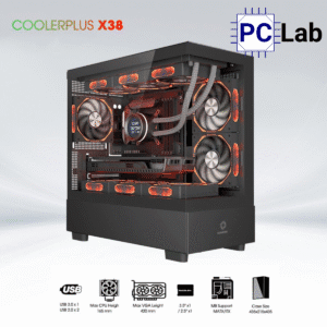 Vỏ case PC máy tính CoolerPlus CPC-X38B (ATX, Mid Tower, Xám/Trắng)