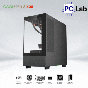 Vỏ case PC máy tính CoolerPlus CPC-X38B (ATX, Mid Tower, Xám/Trắng)