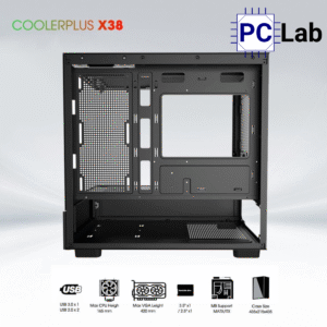 Vỏ case PC máy tính CoolerPlus CPC-X38B (ATX, Mid Tower, Xám/Trắng)