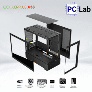 Vỏ case PC máy tính CoolerPlus CPC-X38B (ATX, Mid Tower, Xám/Trắng)